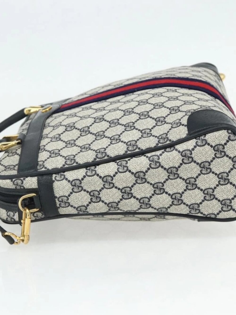 GUCCI GG Supreme Sherry Line Hand Bag PVC 2way Navy Gold 904 02 015 Auth YKZ1353 - Picture 4 of 16